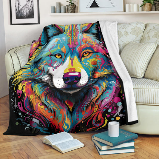 Trippy Psychedelics Siberian Husky Blanket, Siberian Husky Fleece Blanket, Siberian Husky Throw Blanket, Siberian Husky Gifts