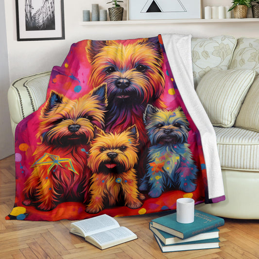 Cairn Terrier Blanket, Trippy Psychedelics Cairn Terrier Fleece Blanket, Cairn Terrier Throw Blanket, Cairn Terrier Gifts