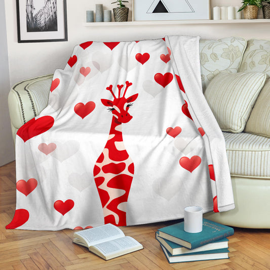 Giraffe Heart Blanket, Giraffe Throw Blanket, Giraffe Fleece Blanket, Giraffe Gift