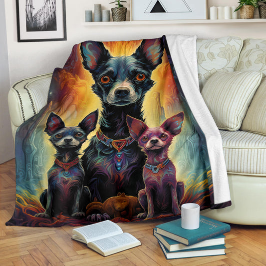 Rat Terrier Blanket, Trippy Psychedelics Rat Terrier Fleece Blanket, Rat Terrier Throw Blanket, Rat Terrier Gifts