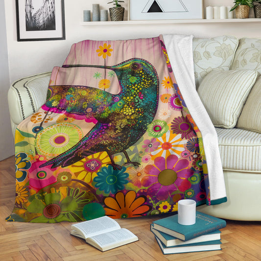 Hummingbird Blanket, Trippy Psychedelics Hummingbird Fleece Blanket, Hummingbird Throw Blanket, Hummingbird Gifts