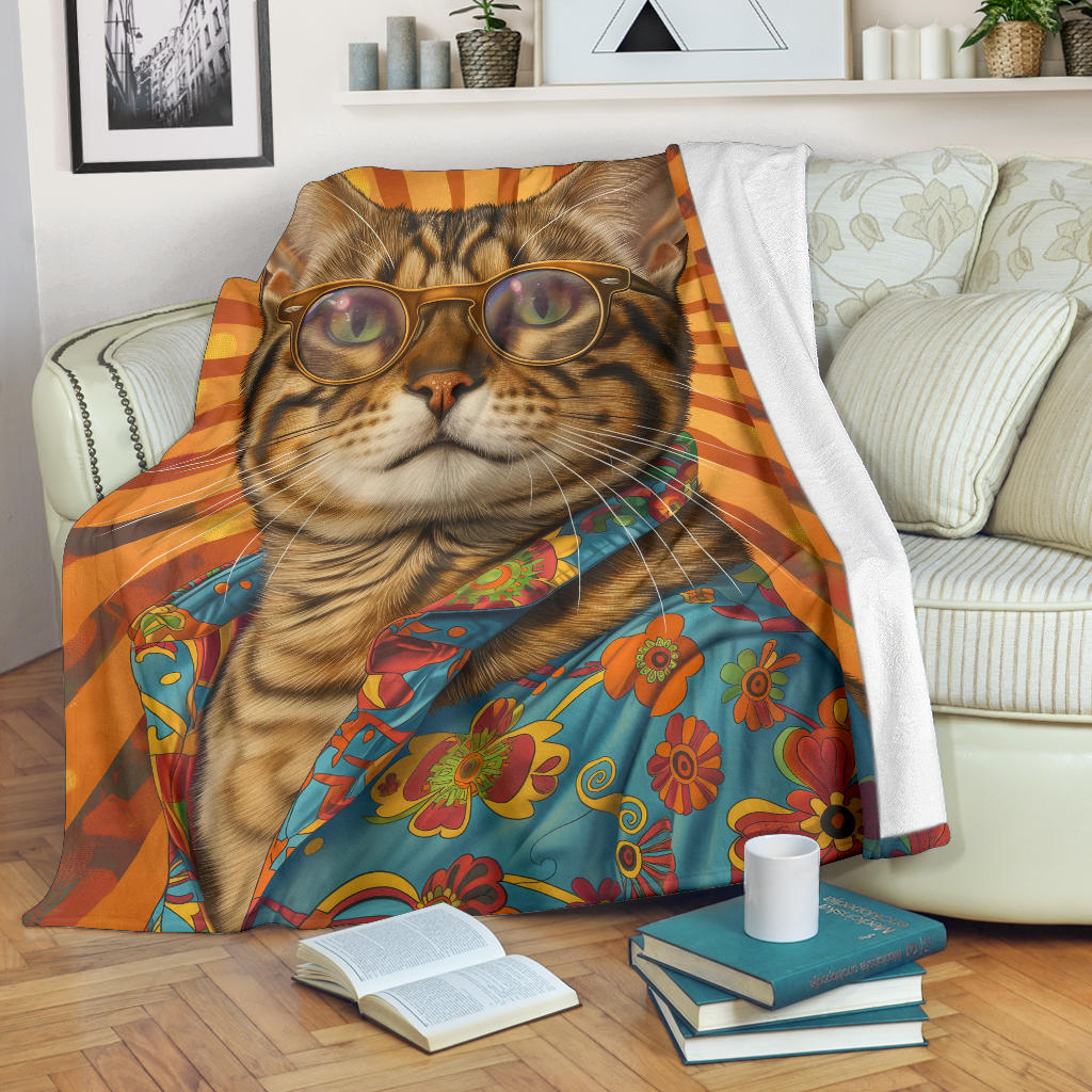 Bengal cat Blanket, Trippy Psychedelics Bengal cat Fleece Blanket, Bengal cat Throw Blanket, Bengal cat Gifts