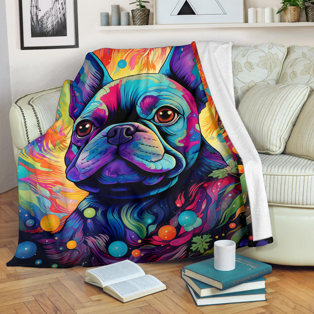 French Bulldog Blanket, French Bulldog Trippy Blanket, French Bulldog Gifts,French Bulldog Throw Blanket