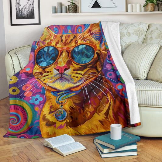 Abyssinian cat Blanket, Trippy Psychedelics Abyssinian cat Fleece Blanket, Abyssinian cat Throw Blanket, Abyssinian cat Gifts