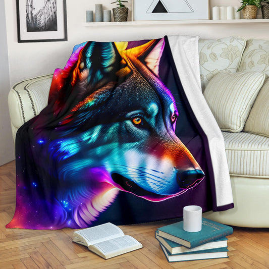 Colorful Wolf Blanket