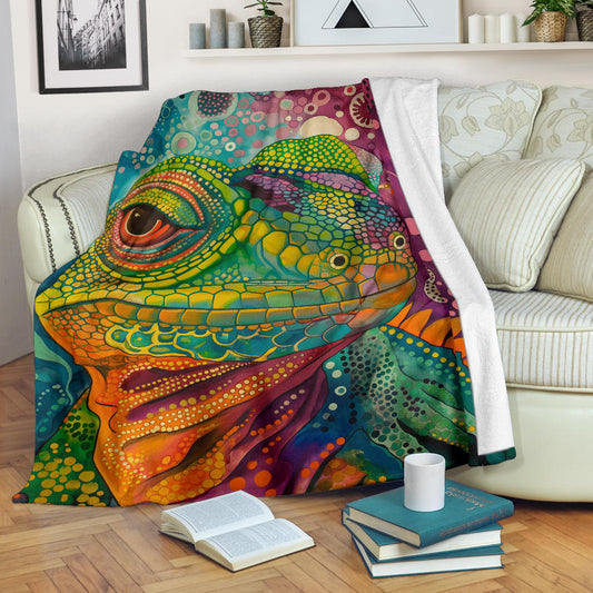 Lizard Blanket, Trippy Psychedelics Lizard Fleece Blanket, Lizard Throw Blanket, Lizard Gifts