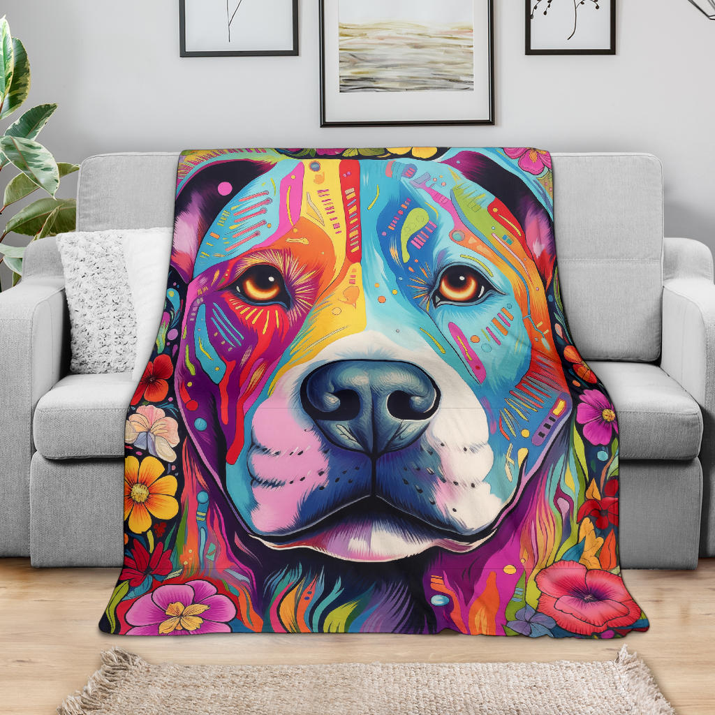 American Staffordshire Terrier Blanket, Trippy Psychedelics American Staffordshire Terrier Fleece Blanket, American Staffordshire Terrier Throw Blanket, American Staffordshire Terrier Gifts