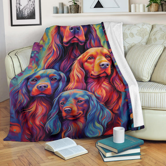 Sussex Spaniel Blanket, Trippy Psychedelics Sussex Spaniel Fleece Blanket, Sussex Spaniel Throw Blanket, Sussex Spaniel Gifts