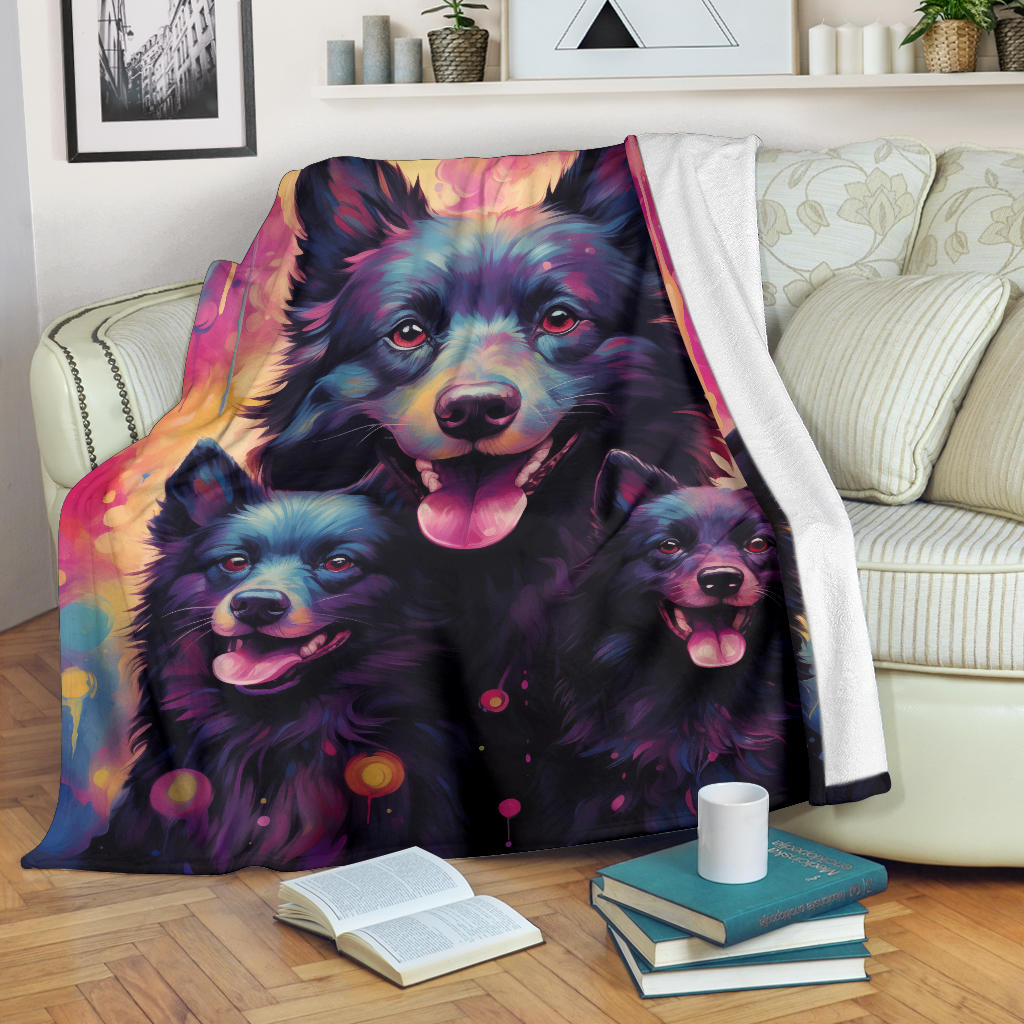 Schipperke Blanket, Trippy Psychedelics Schipperke Fleece Blanket, Schipperke Throw Blanket, Schipperke Gifts