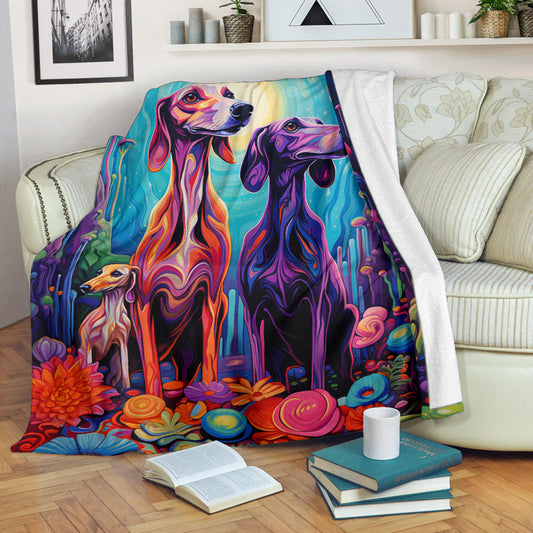 Saluki Blanket, Trippy Psychedelics Saluki Fleece Blanket, Saluki Throw Blanket, Saluki Gifts