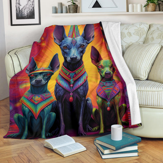 Xoloitzcuintli Blanket, Trippy Psychedelics Xoloitzcuintli Fleece Blanket, Xoloitzcuintli Throw Blanket, Xoloitzcuintli Gifts