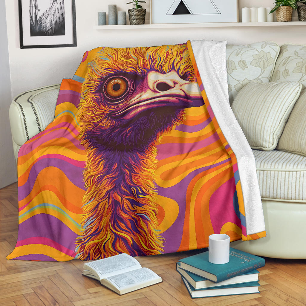 Emu Blanket, Trippy Psychedelics Emu Fleece Blanket, Emu Throw Blanket, Emu Gifts