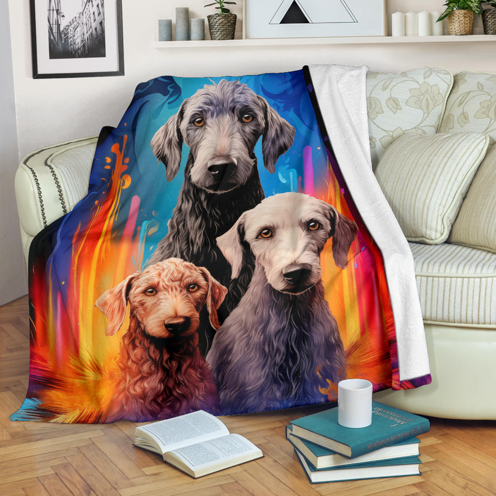 Bedlington Terrier Blanket, Trippy Psychedelics Bedlington Terrier Fleece Blanket, Bedlington Terrier Throw Blanket, Bedlington Terrier Gifts