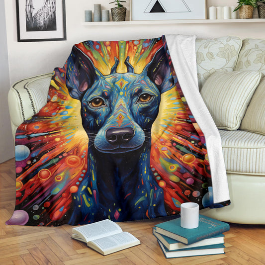 Xoloitzcuintli Blanket, Trippy Psychedelics Xoloitzcuintli Fleece Blanket, Xoloitzcuintli Throw Blanket, Xoloitzcuintli Gifts