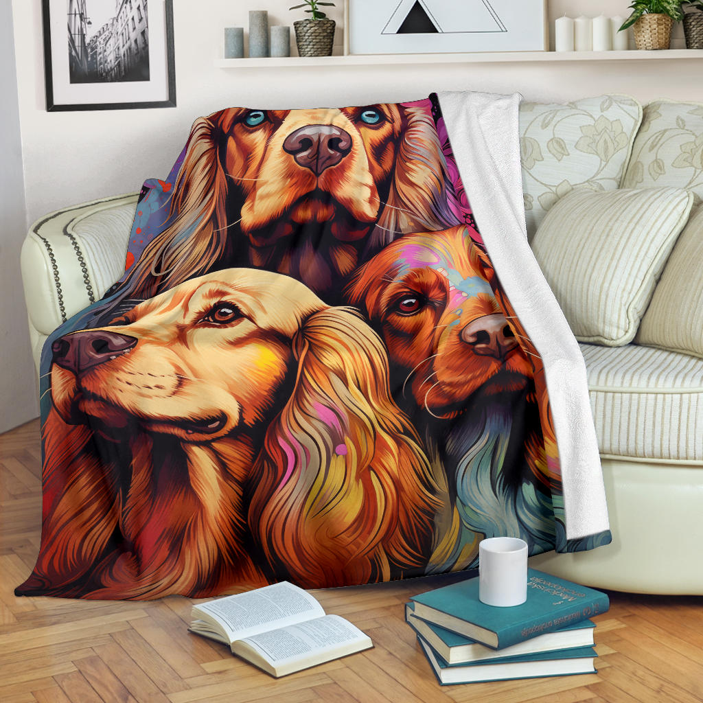 Sussex Spaniel Blanket, Trippy Psychedelics Sussex Spaniel Fleece Blanket, Sussex Spaniel Throw Blanket, Sussex Spaniel Gifts