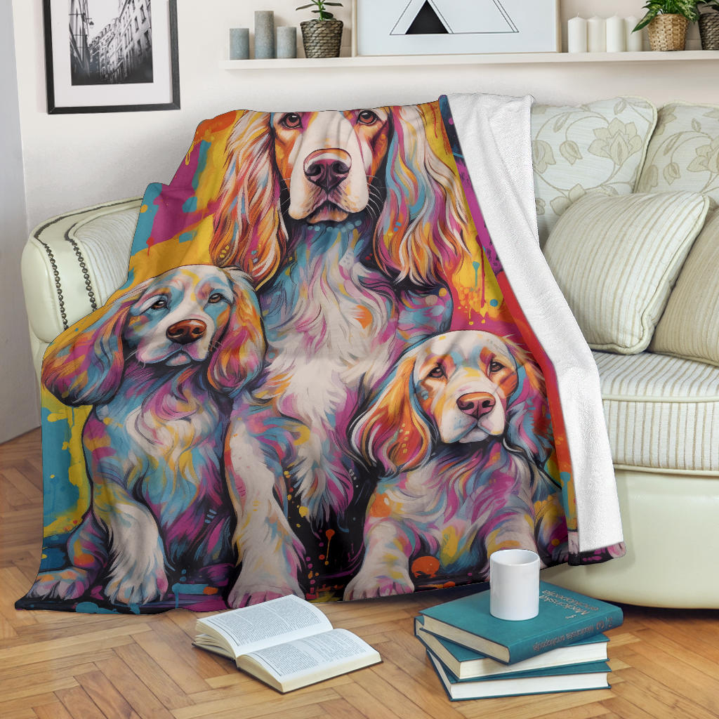 Clumber Spaniel Blanket, Trippy Psychedelics Clumber Spaniel Fleece Blanket, Clumber Spaniel Throw Blanket, Clumber Spaniel Gifts