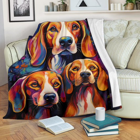 English Foxhound Blanket, Trippy Psychedelics English Foxhound Fleece Blanket, English Foxhound Throw Blanket, English Foxhound Gifts