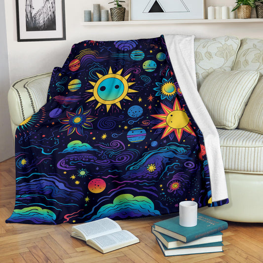 Trippy Psychedelics Stars Blanket, Hippie Gifts, Flower Fild Blanket, Festival Blanket, Rave Blanket, Festival Gifts