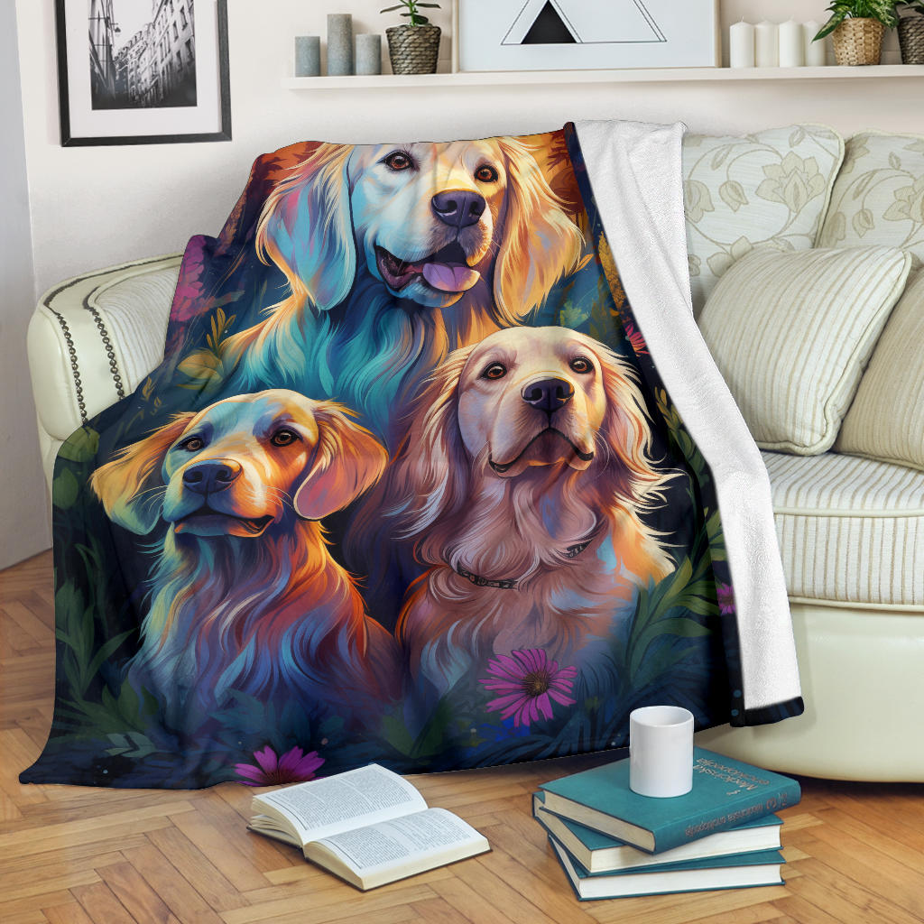 Clumber Spaniel Blanket, Trippy Psychedelics Clumber Spaniel Fleece Blanket, Clumber Spaniel Throw Blanket, Clumber Spaniel Gifts