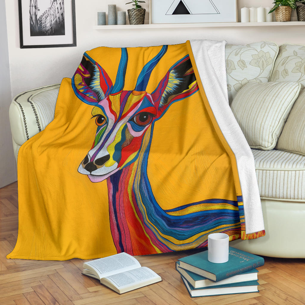 Gazelle animal Blanket, Trippy Psychedelics Gazelle animal Fleece Blanket, Gazelle animal Throw Blanket, Gazelle animal Gifts