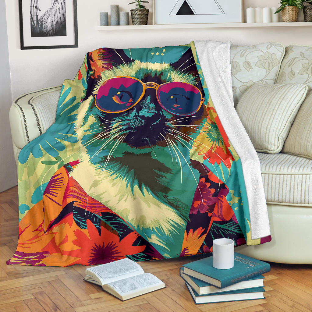 Birman cat Blanket, Trippy Psychedelics Birman cat Fleece Blanket, Birman cat Throw Blanket, Birman cat Gifts