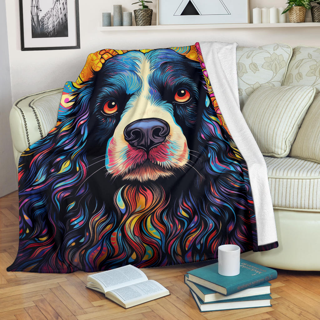 English Springer Spaniel Blanket, Trippy Psychedelics English Springer Spaniel Fleece Blanket, English Springer Spaniel Throw Blanket, English Springer Spaniel Gifts