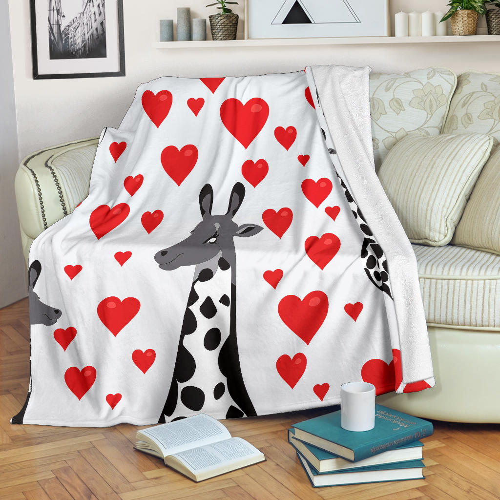 Giraffe Hearts Blanket, Giraffe Throw Blanket