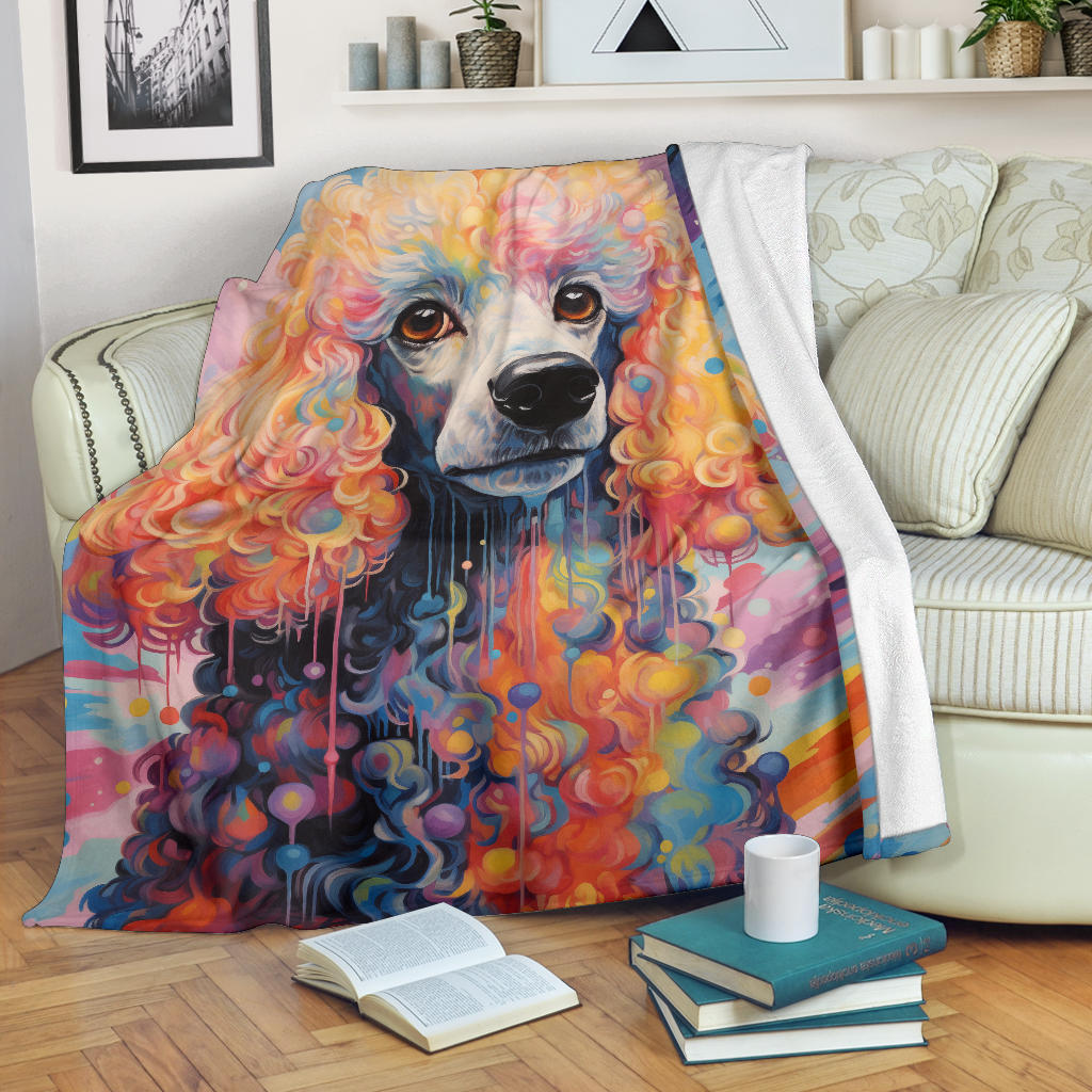 Trippy Psychedelics Poodle Blanket, Poodle Throw Blanket, Poodle Fleece Blanket, Poodle Gifts