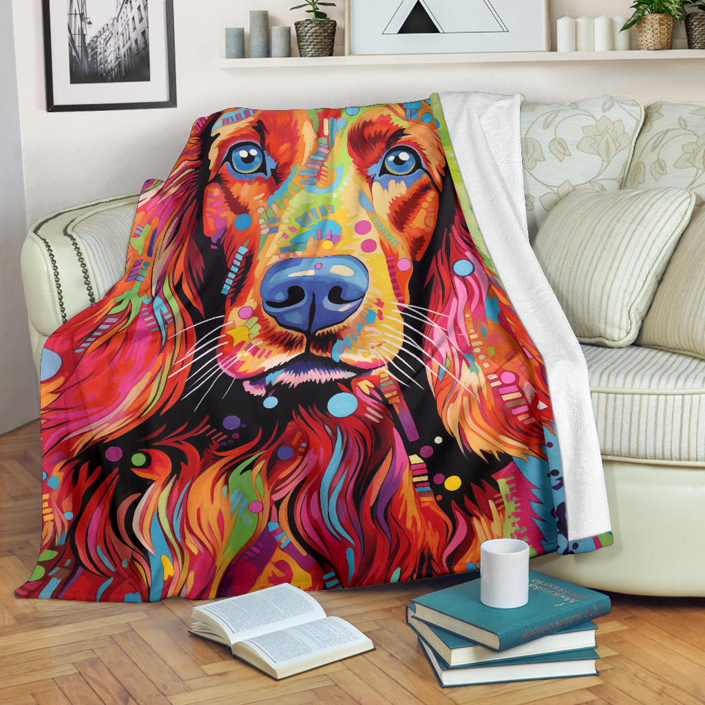 Irish Setter Blanket, Trippy Psychedelics Irish Setter Fleece Blanket, Irish Setter Throw Blanket, Irish Setter Gifts