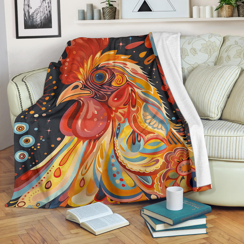 Chicken Blanket, Trippy Psychedelics Chicken Fleece Blanket, Chicken Throw Blanket, Chicken Gifts