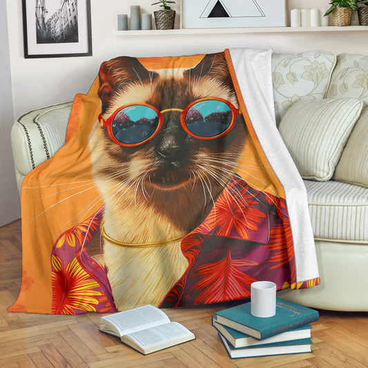 Burmese cat Blanket, Trippy Psychedelics Burmese cat Fleece Blanket, Burmese cat Throw Blanket, Burmese cat Gifts