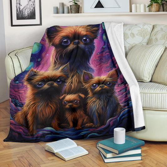 Brussels Griffon Blanket, Trippy Psychedelics Brussels Griffon Fleece Blanket, Brussels Griffon Throw Blanket, Brussels Griffon Gifts