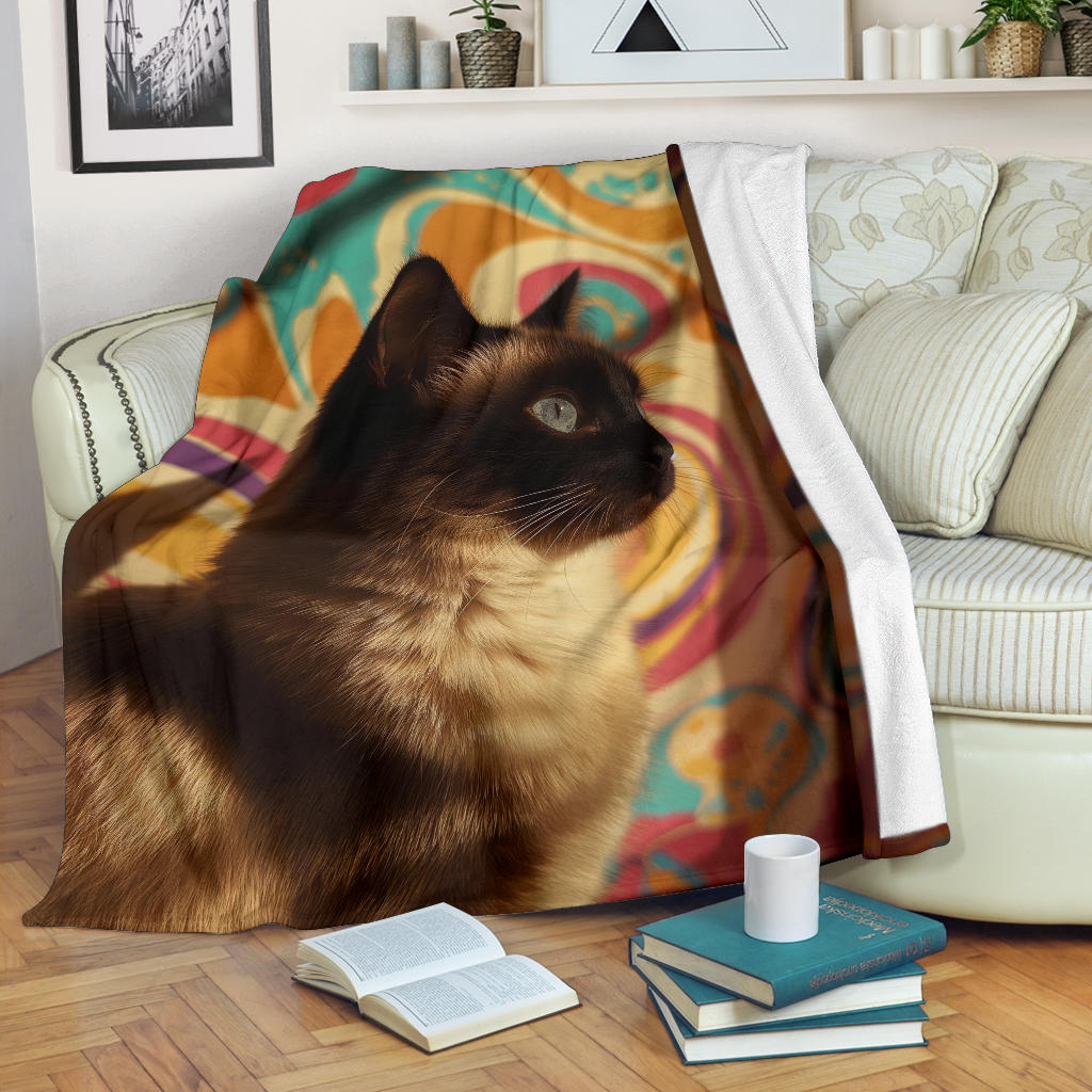 Birman cat Blanket, Trippy Psychedelics Birman cat Fleece Blanket, Birman cat Throw Blanket, Birman cat Gifts