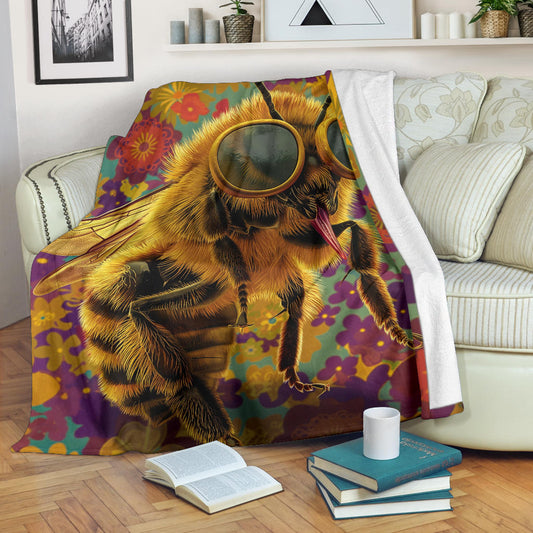 Honeybee animal Blanket, Trippy Psychedelics Honeybee animal Fleece Blanket, Honeybee animal Throw Blanket, Honeybee animal Gifts