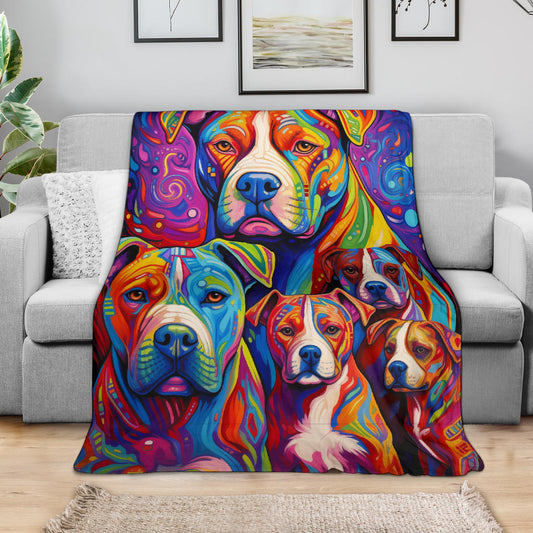 American Bulldog Blanket, Trippy Psychedelics American Bulldog Fleece Blanket, American Bulldog Throw Blanket, American Bulldog Gifts