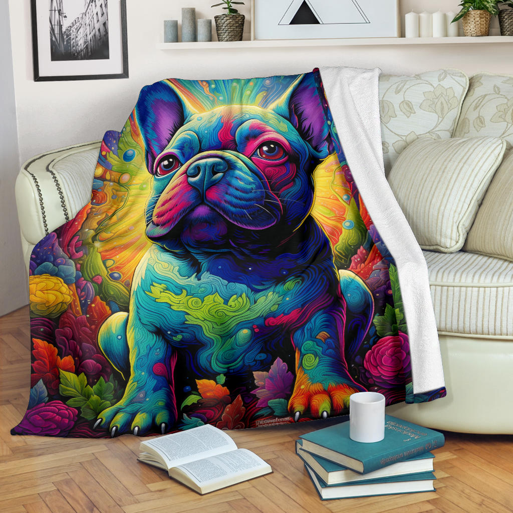 French Bulldog Blanket, French Bulldog Trippy Blanket, French Bulldog Gifts,French Bulldog Throw Blanket