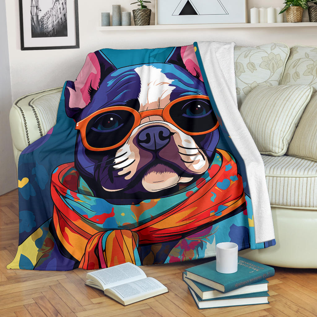 French Bulldog Blanket, Trippy Psychedelics French Bulldog Fleece Blanket, French Bulldog Throw Blanket, French Bulldog Gifts