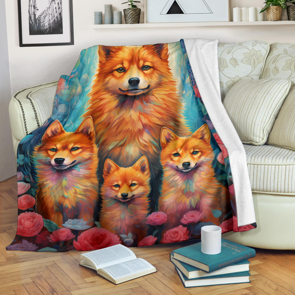 Finnish Spitz Blanket, Trippy Psychedelics Finnish Spitz Fleece Blanket, Finnish Spitz Throw Blanket, Finnish Spitz Gifts