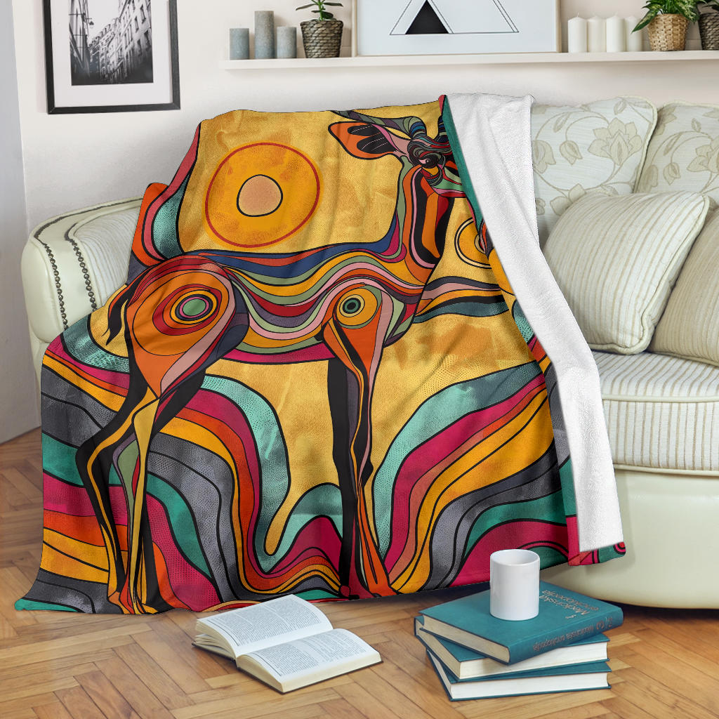 Antelope Blanket, Trippy Psychedelics Antelope Fleece Blanket, Antelope Throw Blanket, Antelope Gifts