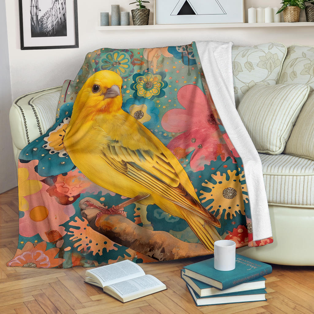 Canary bird Blanket, Trippy Psychedelics Canary bird Fleece Blanket, Canary bird Throw Blanket, Canary bird Gifts