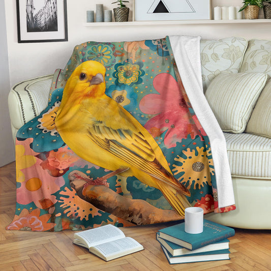 Canary bird Blanket, Trippy Psychedelics Canary bird Fleece Blanket, Canary bird Throw Blanket, Canary bird Gifts