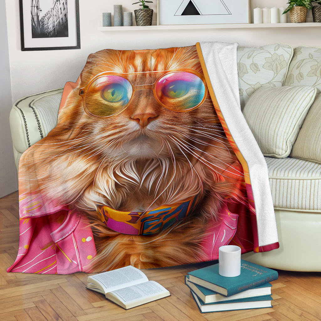 Maine Coon cat Blanket, Trippy Psychedelics Maine Coon cat Fleece Blanket, Maine Coon cat Throw Blanket, Maine Coon cat Gifts