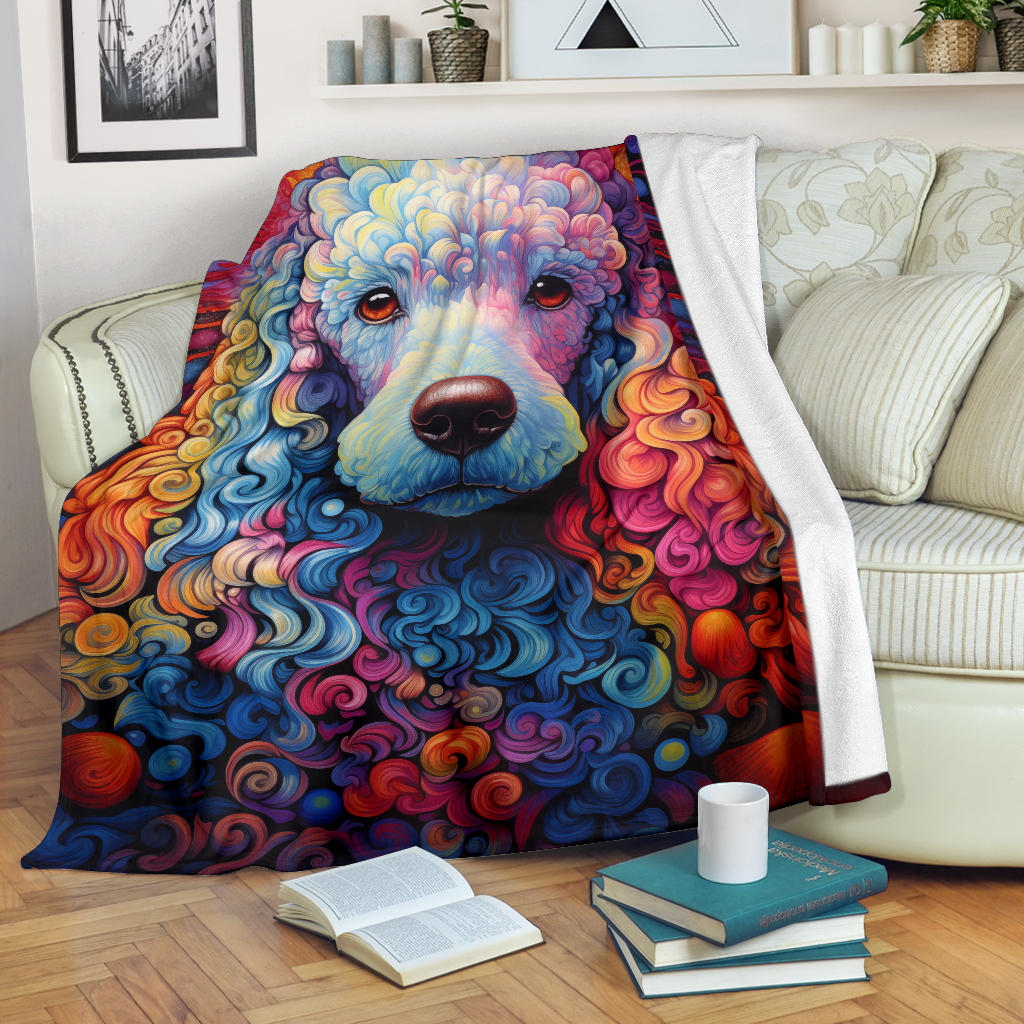 Trippy Psychedelics Poodle Blanket, Poodle Throw Blanket, Poodle Fleece Blanket, Poodle Gifts