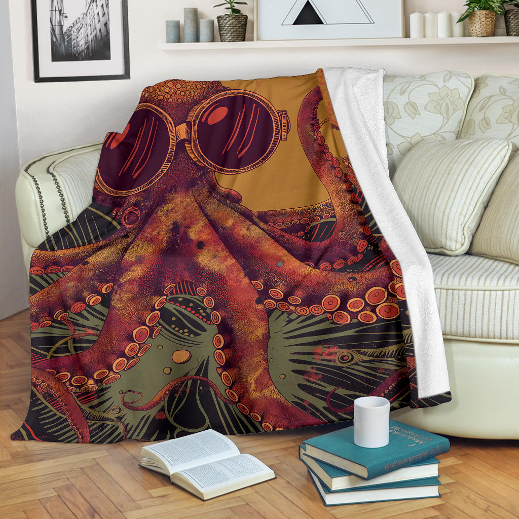 Octopus Blanket, Trippy Psychedelics Octopus Fleece Blanket, Octopus Throw Blanket, Octopus Gifts