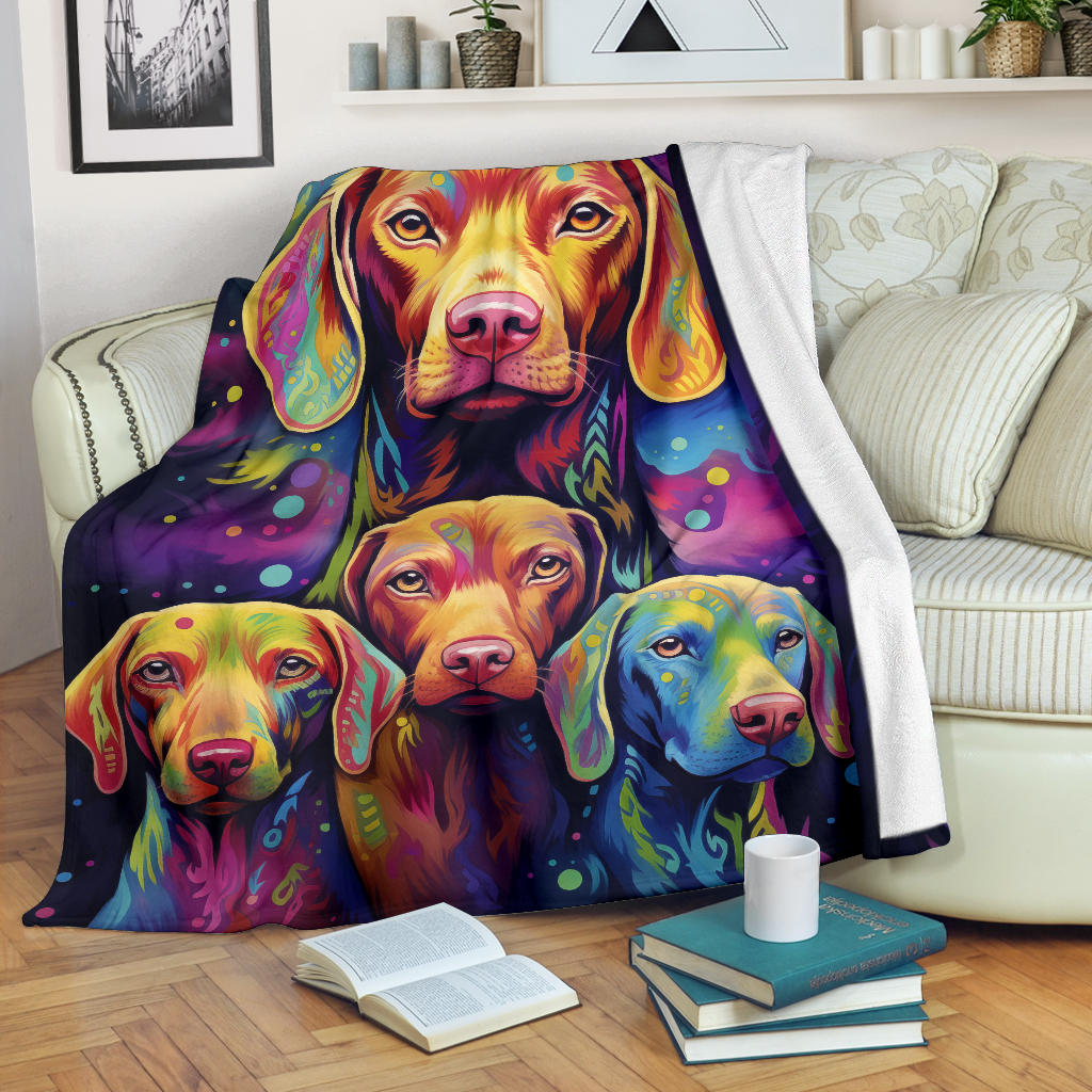 Vizsla Blanket, Trippy Psychedelics Vizsla Fleece Blanket, Vizsla Throw Blanket, Vizsla Gifts