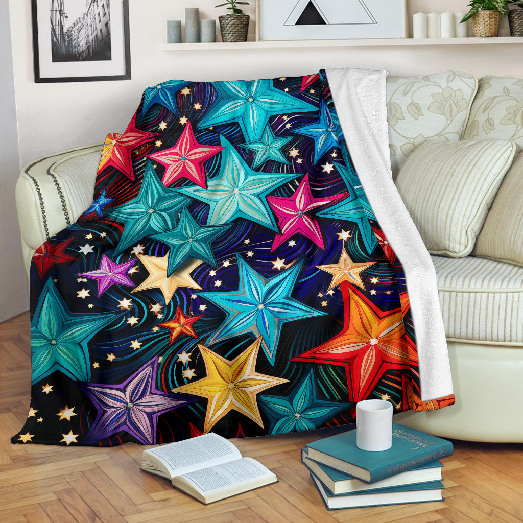 Stars Blanket, Trippy Psychedelics Stars Blanket, Stars Gifts, Flower Child Blanket