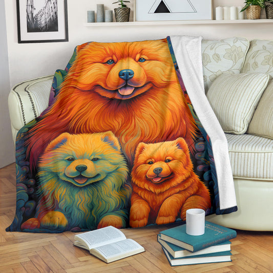 Chow Chow Blanket, Trippy Psychedelics Chow Chow Fleece Blanket, Chow Chow Throw Blanket, Chow Chow Gifts