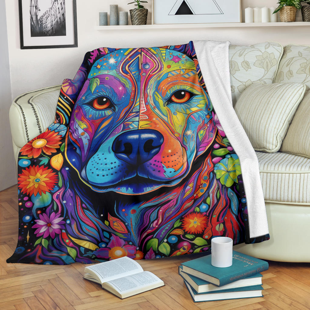 American Staffordshire Terri Blanket, Trippy Psychedelics American Staffordshire Terri Fleece Blanket, American Staffordshire Terri Throw Blanket, American Staffordshire Terri Gifts