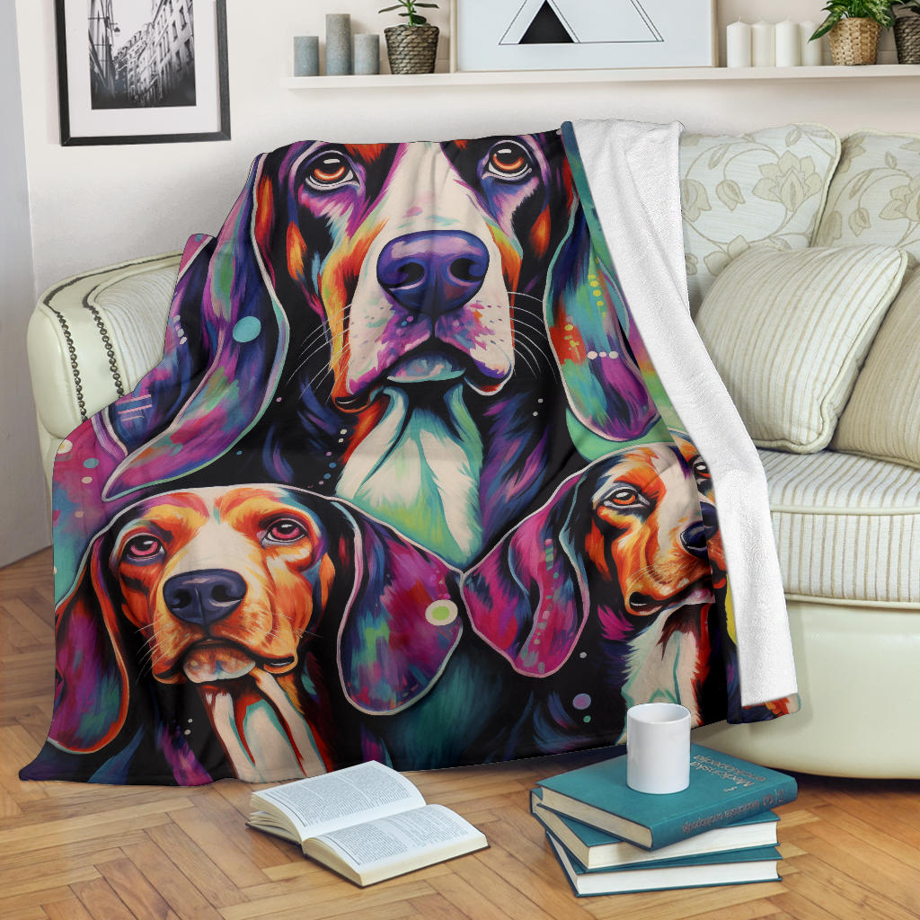 Treeing Walker Coonhound Blanket, Trippy Psychedelics Treeing Walker Coonhound Fleece Blanket, Treeing Walker Coonhound Throw Blanket, Treeing Walker Coonhound Gifts