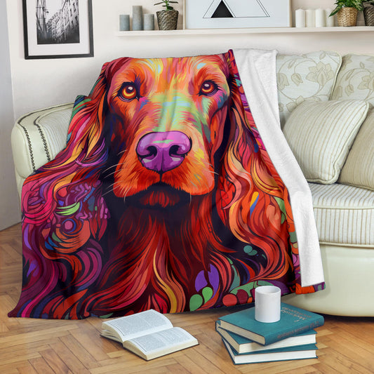 Irish Setter Blanket, Trippy Psychedelics Irish Setter Fleece Blanket, Irish Setter Throw Blanket, Irish Setter Gifts